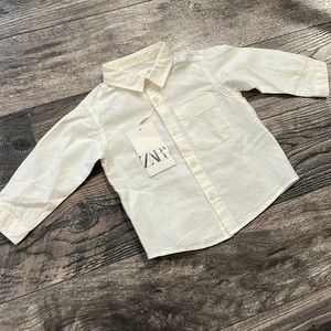 Zara cotton dress shirt baby boy 9-12 months new white